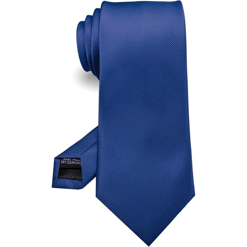 Men's Dark Blue Solid Colour Tie Formal Necktie Imported Silk Blend